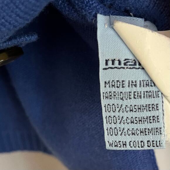 Malo Blue Cashmere Shawl Collar Plunge V-Neck Womens Cardigan Sweater Size 42 IT - Picture 6 of 8